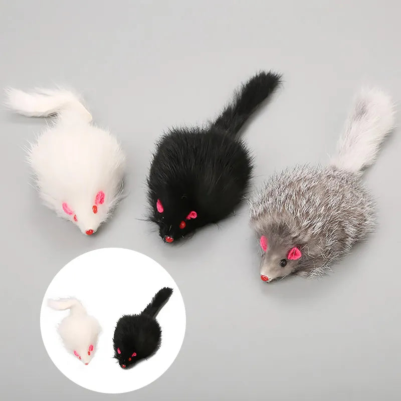 1 jouet en peluche pour chat et chien, fausse souris, 18 cm, à poils longs