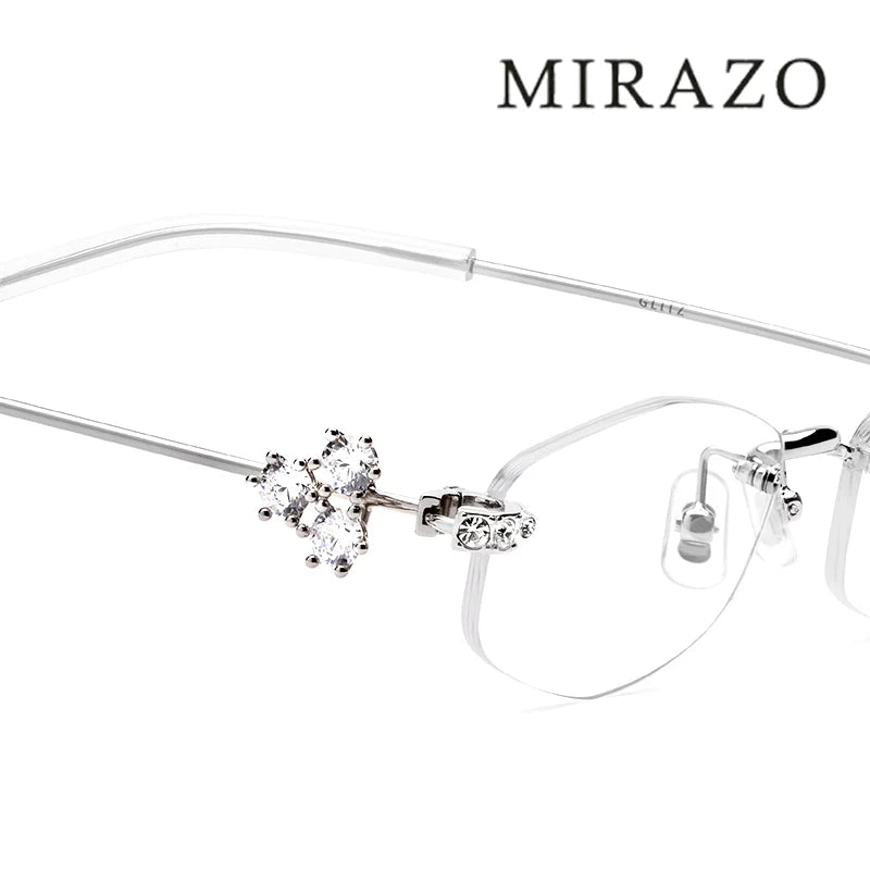 2025 GM glasses frameless polygon eyeglasses women's jewelry glasses Giltzz myopia anti-blue light frame ultra light spectacles