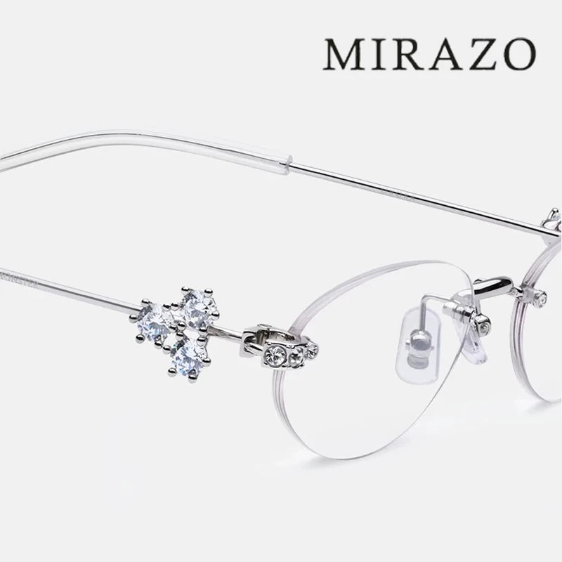 2025 GM glasses frameless polygon eyeglasses women's jewelry glasses Giltzz myopia anti-blue light frame ultra light spectacles