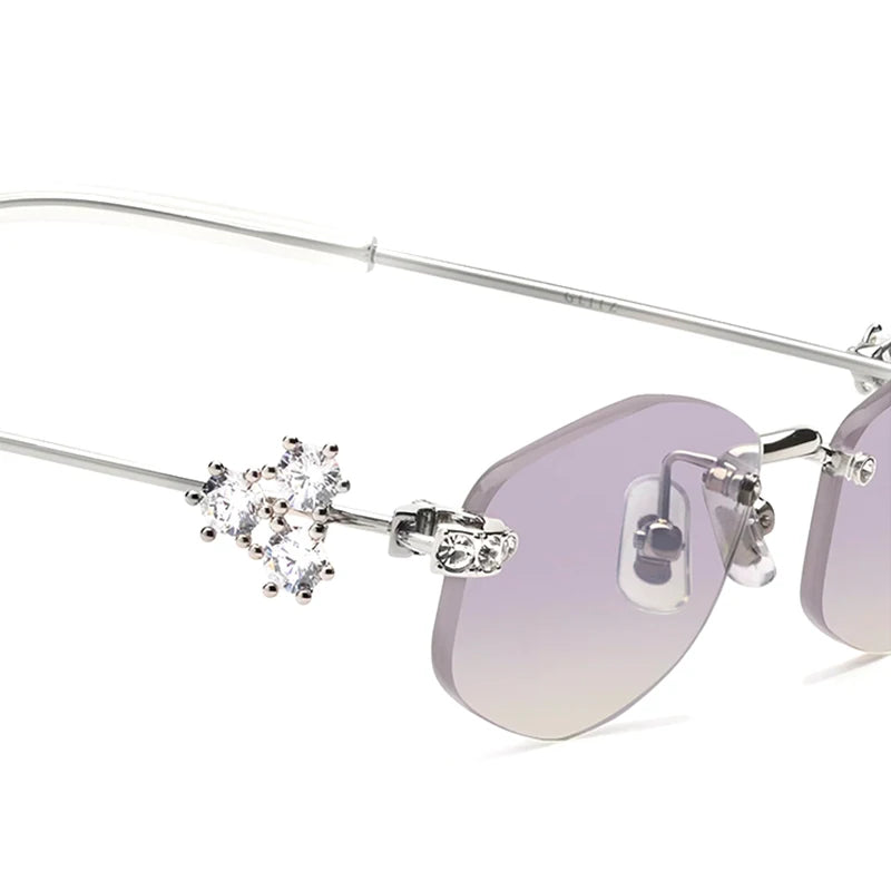 2025 GM glasses frameless polygon eyeglasses women's jewelry glasses Giltzz myopia anti-blue light frame ultra light spectacles