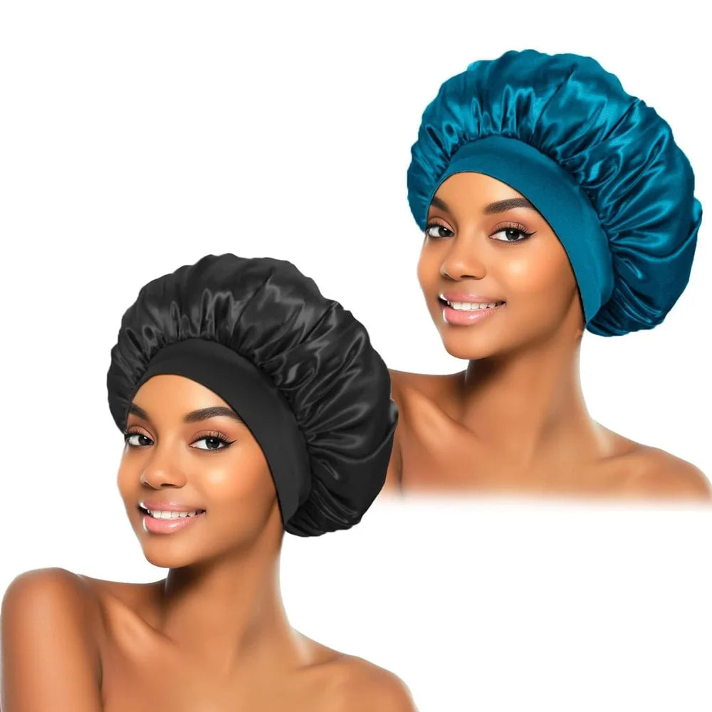Newly Satin Night Hair Cap Women's Solid Sleeping Hat Sleep Care Bonnet Nightcap For Women Unisex Cap