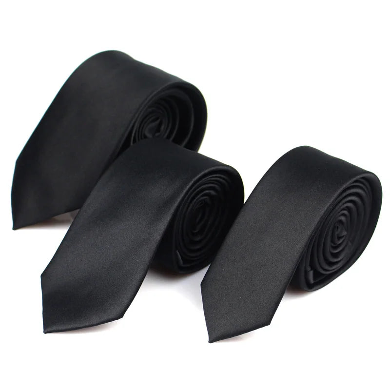 Cravates noires pour hommes et femmes, costumes décontractés, cravates unies, cravates fines pour hommes, pour affaires, mariage, cravates fines pour hommes