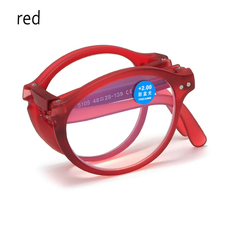 Fashion Design Blue Light Blocking Reading Glasses Men Women Folding Round Frame Presbyopic Eyeglasses with Case +1.0~4.0
