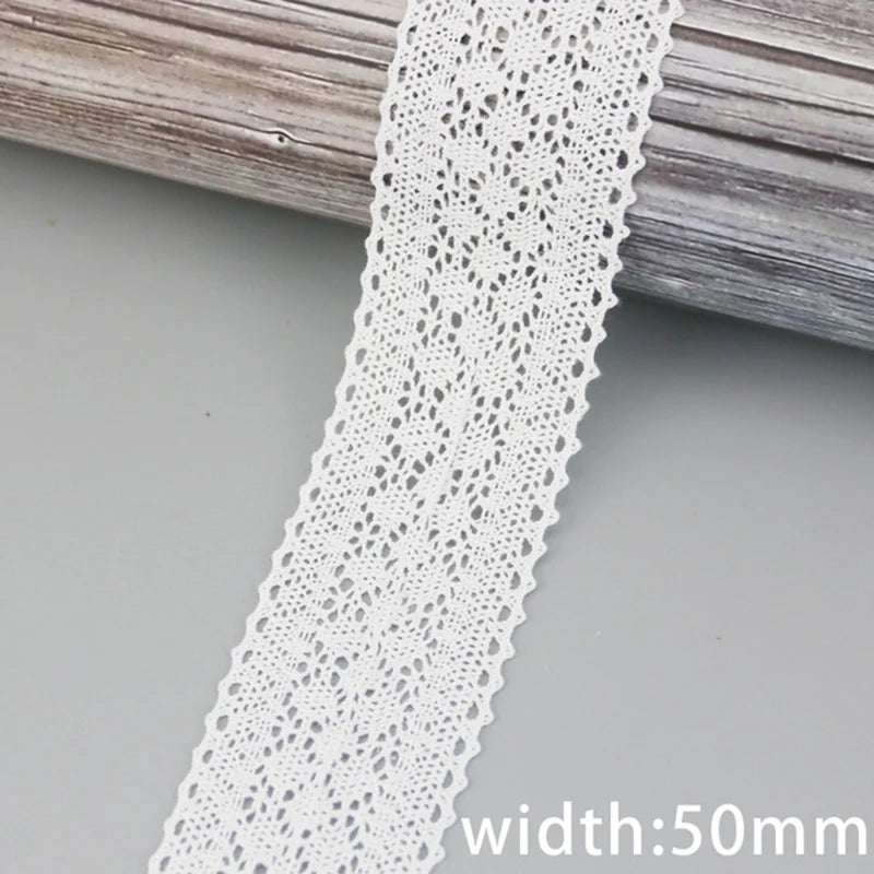 (5Meter/roll) White Cotton Embroidered Lace Net Ribbons Fabric Trim DIY Sewing Handmade Craft Materials