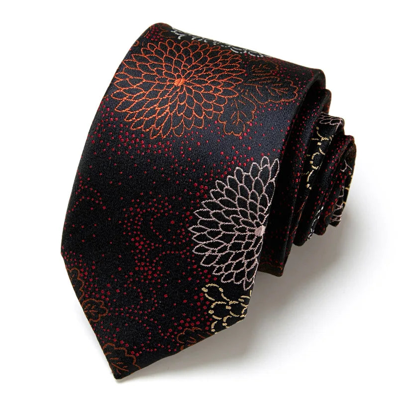 Brand Ties for Men Floral Cotton Wedding Black Tie 7cm Gravatas Corbatas Fashion Casual Printed Tie Necktie Cravate