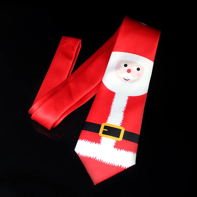JEMYGINS Cravates de Noël pour hommes 9 cm en soie rouge de bonne qualité, ensemble de pinces à cravate imprimées pour fête, mariage, festival, cadeau