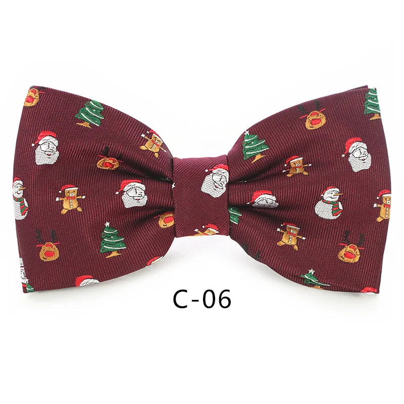 JEMYGINS Christmas Bow Ties for Mens Shirt Snowflake Christmas Tree Pattern Men Silk Bow Tie Christmas Party Gift
