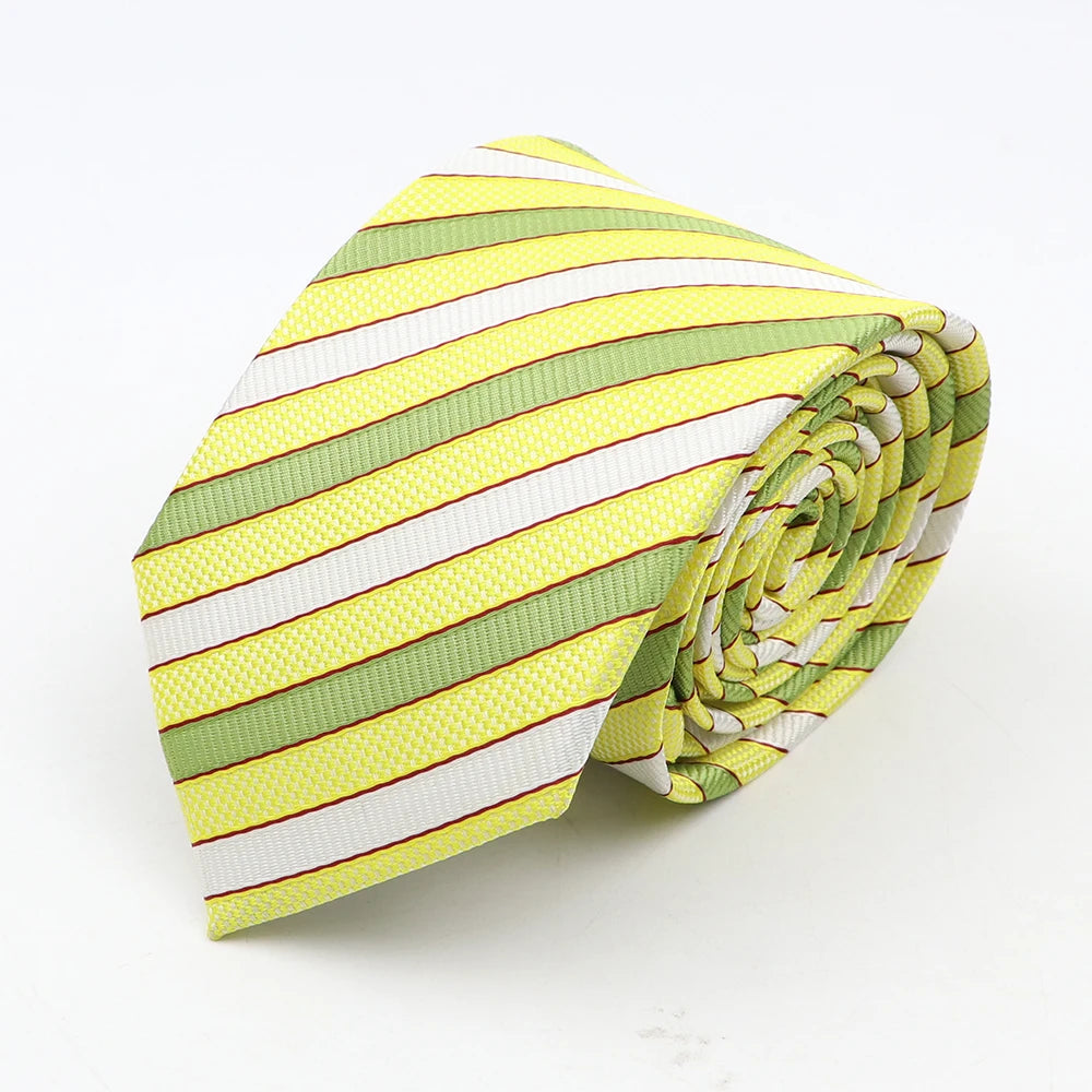 Nouvelle cravate classique à rayures et pois pour homme, jacquard, 7 cm, en polyester, étroite, slim, pour mariage, marié, affaires, costume, chemise, cadeau