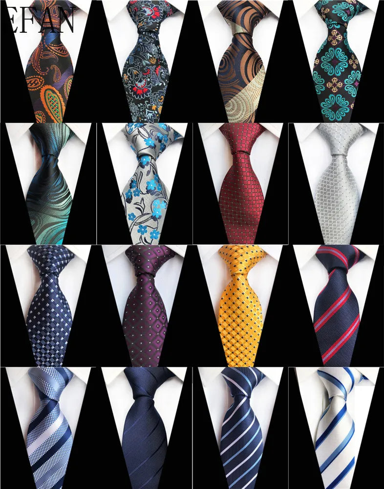 Corbatas de seda tejidas en jacquard con diseño de cachemira a cuadros para hombre, corbatas de 8 cm a rayas para trajes de negocios, bodas y fiestas.