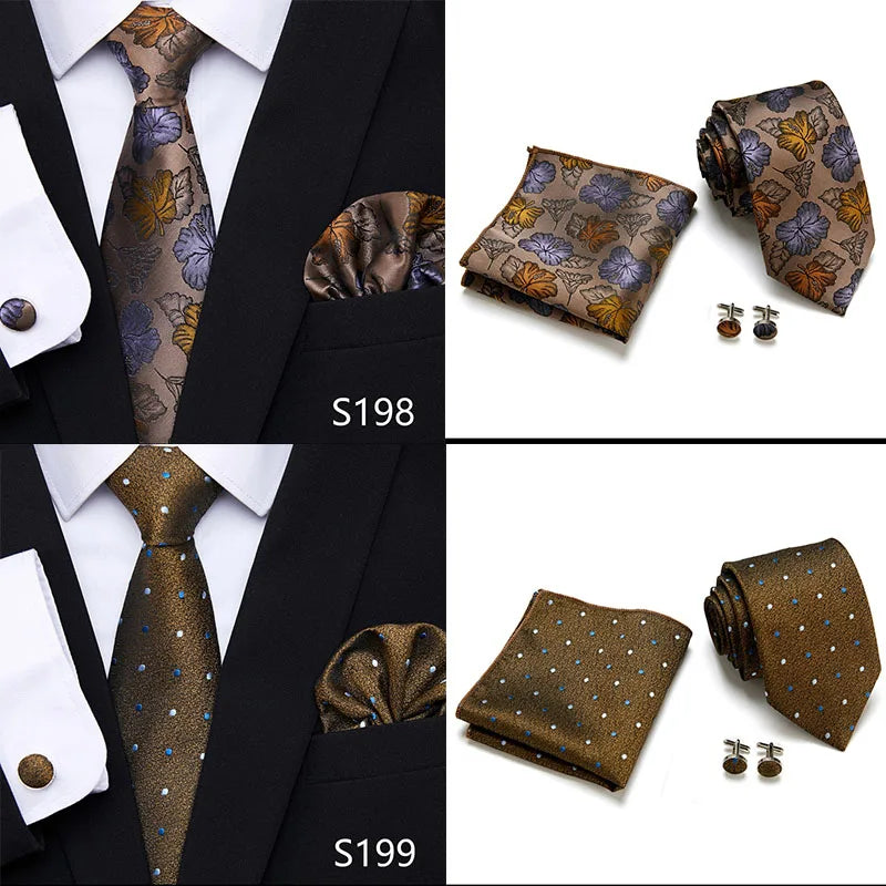Newest style Green Tie For Men Holiday Present Tie Pocket Squares Set Necktie Striped Wedding Accessories Man