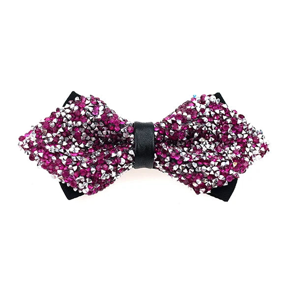 Nœud papillon rose diamant pour homme, nœud papillon strass, accessoire de mariage tendance