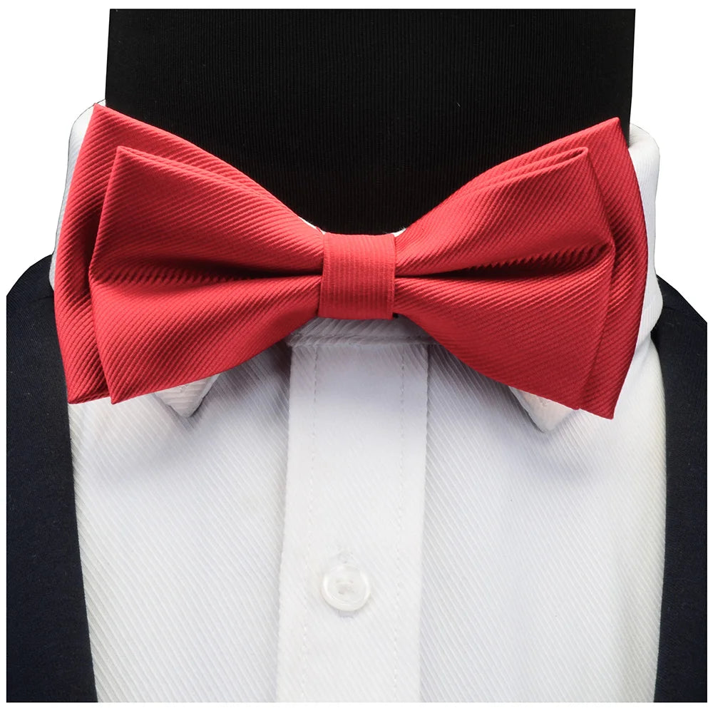 Ensemble de nœuds papillon solides de différentes tailles, haut et bas, nœud papillon uni pour homme, mouchoir, boutons de manchette, coffret cadeau pour hommes, cravates de mode de mariage