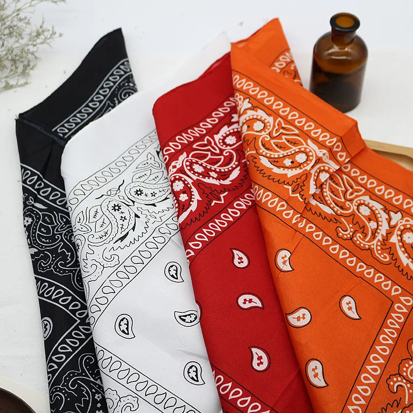 Bandana-Kopftuch Unisex Hip Hop Schwarzes Haarband Halstuch Sport Kopfbedeckung Handgelenkwickel Kopf Quadratische Schals Druck Taschentuch