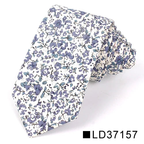 Nouvelle cravate florale pour hommes et femmes, cravate fine en coton pour mariage, cravates décontractées pour hommes, costumes classiques, cravates à imprimé floral