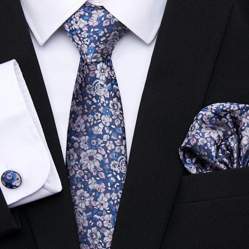 Newest style Green Tie For Men Holiday Present Tie Pocket Squares Set Necktie Striped Wedding Accessories Man