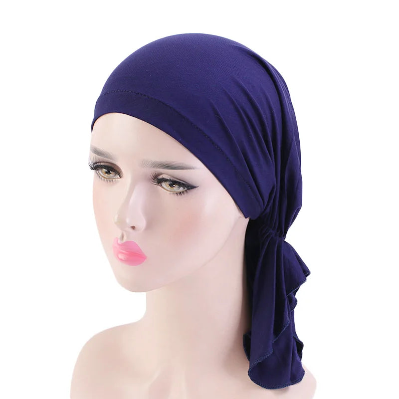 Muslimischer Bambus-Vorgebundener Schal, Chemo-Motorhaube, Kappen, Frauen, Turban-Mütze, Kopfbedeckung, Kopftuch, Wickel, Krebs-Bandanas, Haar-Accessoires