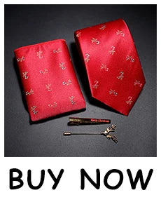 JEMYGINS Cravates de Noël pour hommes 9 cm en soie rouge de bonne qualité, ensemble de pinces à cravate imprimées pour fête, mariage, festival, cadeau