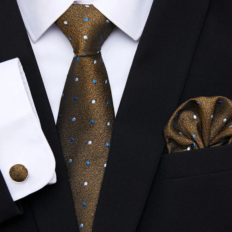 Newest style Green Tie For Men Holiday Present Tie Pocket Squares Set Necktie Striped Wedding Accessories Man