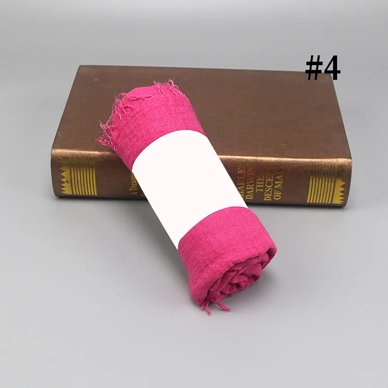 Bufanda de lino y algodón para mujer, chal, hiyab, pañuelo musulmán largo para la cabeza, pañuelos lisos para la cabeza, pañuelo liso para mujer