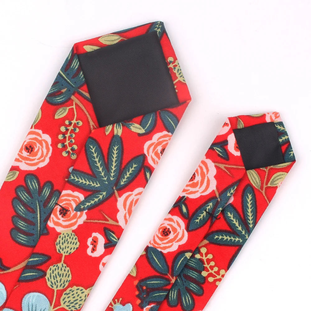 Nouvelle cravate florale pour hommes et femmes, cravate fine en coton pour mariage, cravates décontractées pour hommes, costumes classiques, cravates à imprimé floral