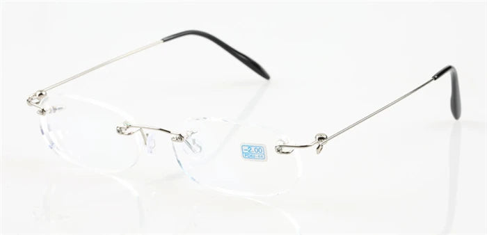Frameless Nearsighted Glasses Finished Women Men Metal Leg Rimless Square Diopter Eyeglasses -1.0 -1.5 -2.0 -2.5 -3.0 -3.5 -4.0