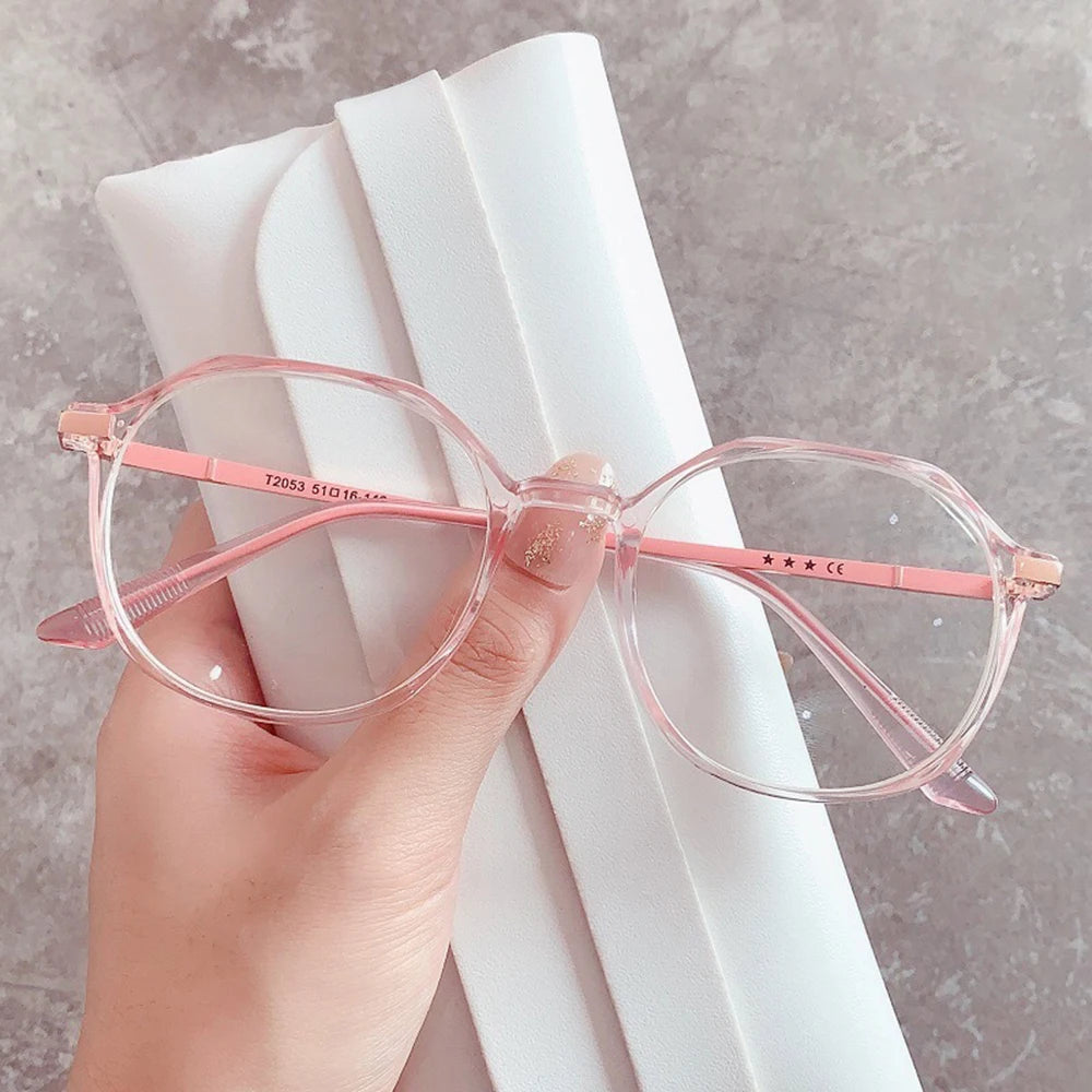 Fashion Women Anti Blue Light Glasses Blue Light Blocking Eyewear Luxury Brand Round Optical Spectacle Frame Computer Glasses