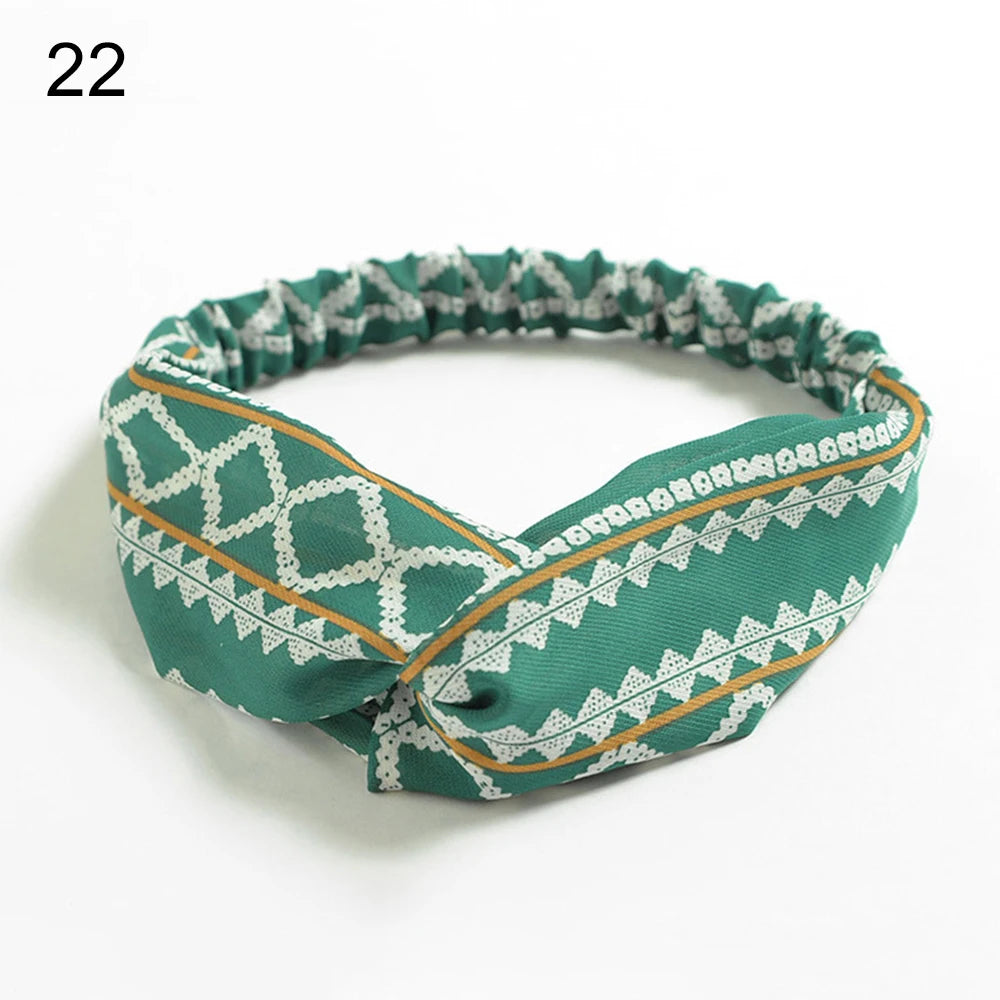 New Fashion Women Girls Bohemian Hair Bands Print Headbands Vintage Cross Turban Bandage Bandanas HairBands Hair Accessories
