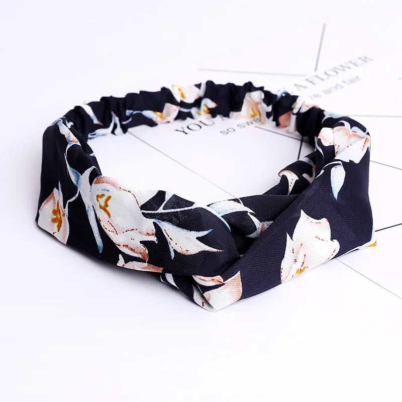 2020 Fashion Bohemian Headband Print Hairbands For Women Girls Vintage Cross Knot Turban Bandanas Headwear Hair Accessories