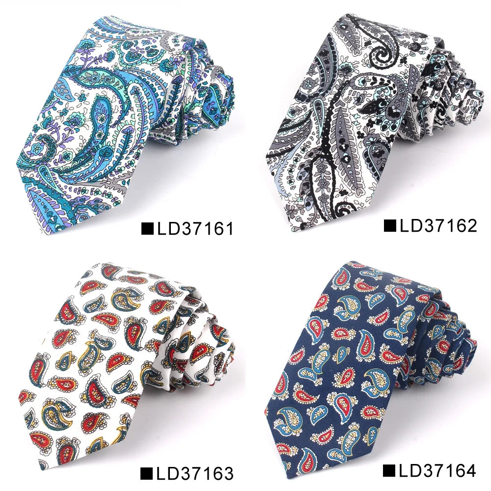 Nouvelle cravate florale pour hommes et femmes, cravate fine en coton pour mariage, cravates décontractées pour hommes, costumes classiques, cravates à imprimé floral