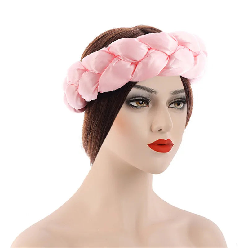 New Satin Twist Braids Hair Tie Braid Headband Women Elastic Hair Bands Ladies Turban Bandage Headwear African Hair Accessories