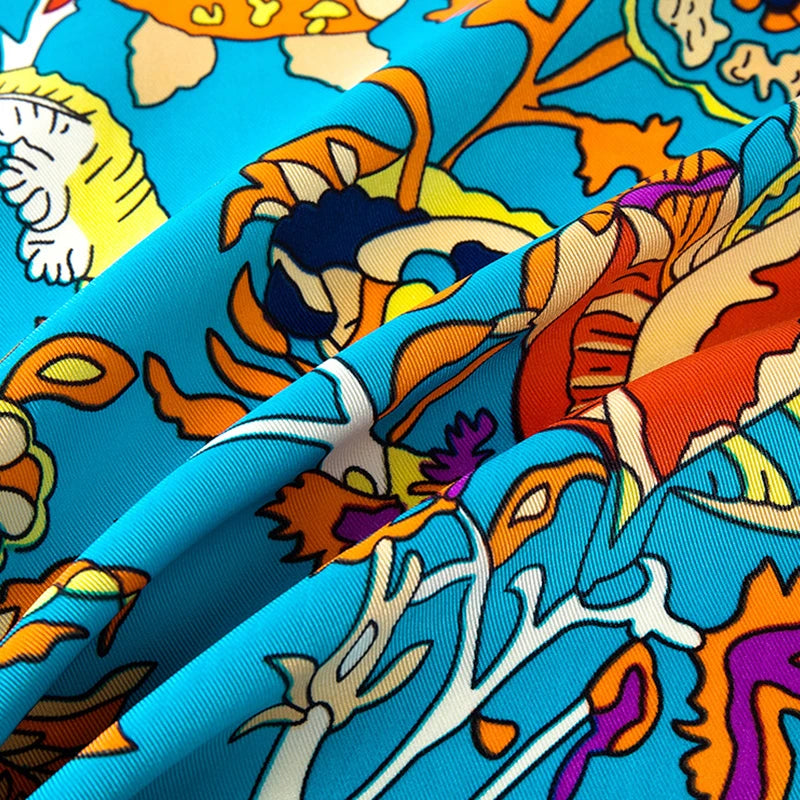 LESIDA Foulard en soie pure pour femme, grand châle, imprimé arbre, carré, bandana, 130 x 130 cm, 1303