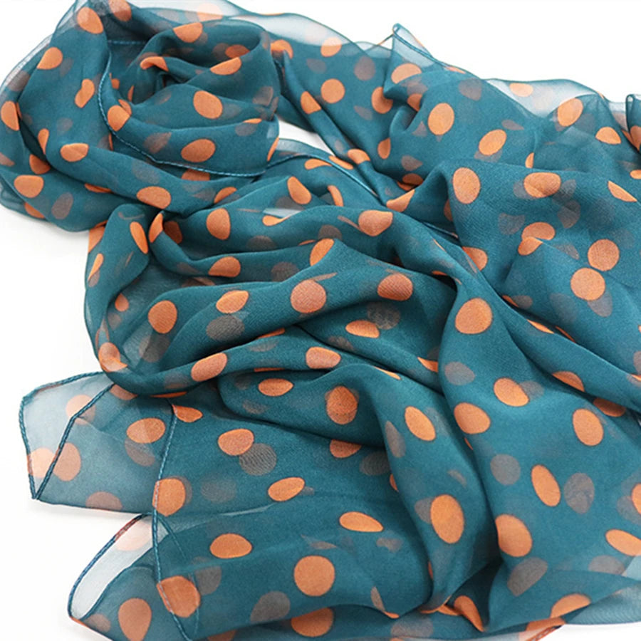 Speelk – Foulard en soie georgette à pois pour femme, flambant neuf, à la mode, longs châles d'extérieur, vente en gros