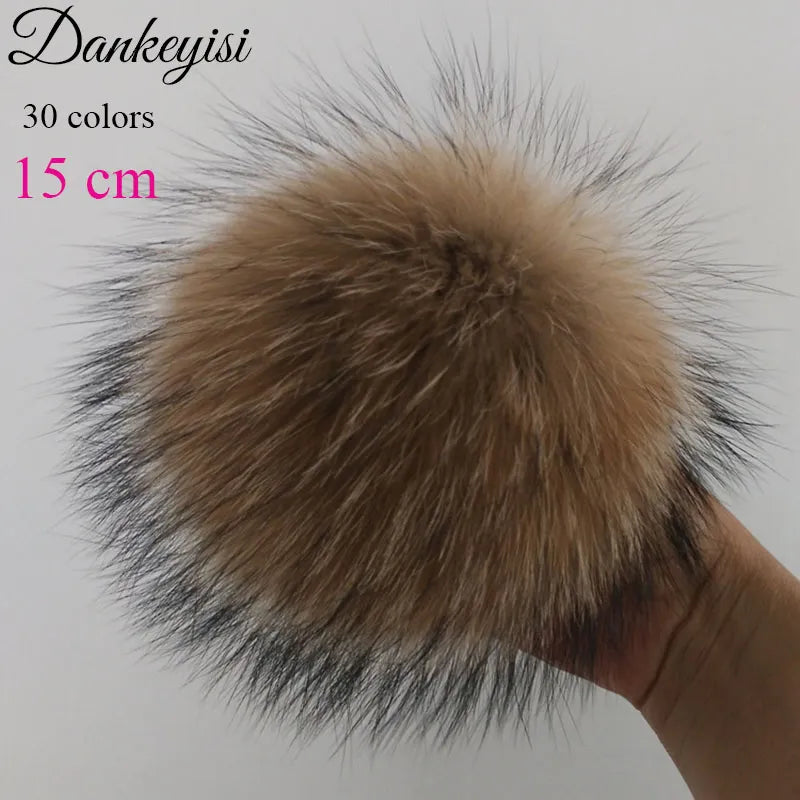 Pompones de piel de zorro real de 15 cm para hacer uno mismo, pompones de piel de mapache, bolas de piel natural para sombreros, bolsos, zapatos, bufandas y accesorios.