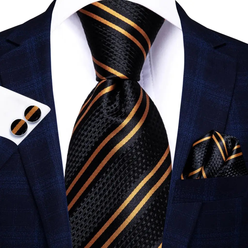 Cravate de mariage en soie à motif cachemire orange et argent pour homme, style créateur, avec boutons de manchette, style tendance, pour soirées d'affaires, livraison directe