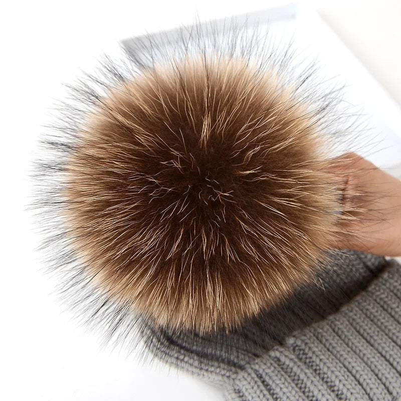 Pompones de piel de zorro real de 15 cm para hacer uno mismo, pompones de piel de mapache, bolas de piel natural para sombreros, bolsos, zapatos, bufandas y accesorios.