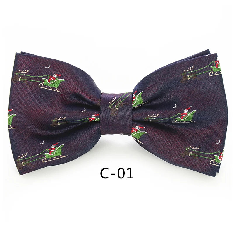 JEMYGINS Christmas Bow Ties for Mens Shirt Snowflake Christmas Tree Pattern Men Silk Bow Tie Christmas Party Gift
