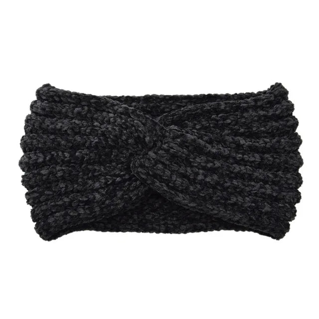 2024 Fashion Bohemia Winter Warm Knitted Headband Hair Accessories Women's CC Wool Wide Hairband Stretch Solid Hairband Headwear