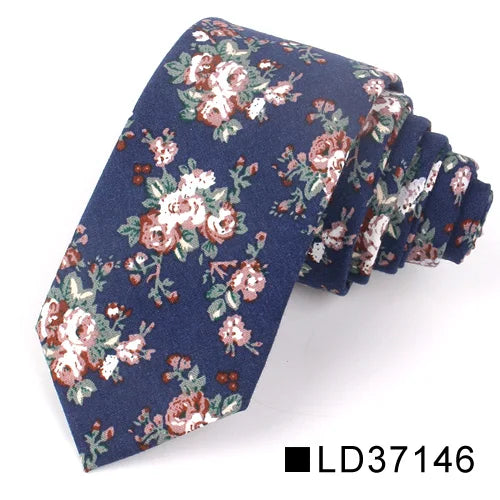 Nouvelle cravate florale pour hommes et femmes, cravate fine en coton pour mariage, cravates décontractées pour hommes, costumes classiques, cravates à imprimé floral