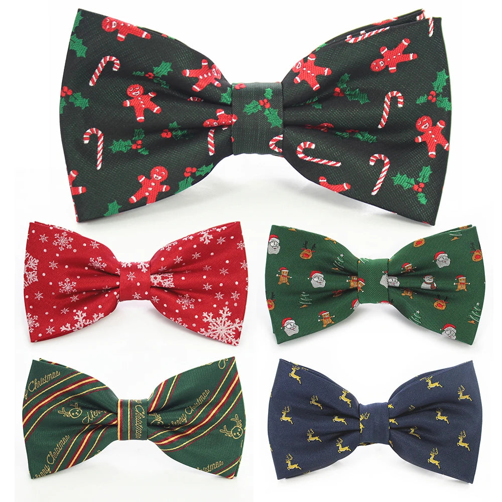 JEMYGINS Christmas Bow Ties for Mens Shirt Snowflake Christmas Tree Pattern Men Silk Bow Tie Christmas Party Gift