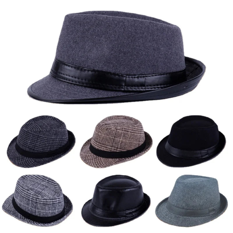 Winter Solid Fedoras For Men Top Jazz Hat Adult Bowler Hats Classic Version Chapeau Hats