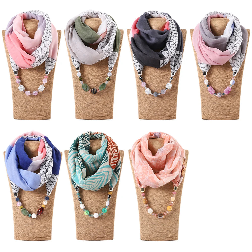 RUNMEIFA solid color Jewelry Statement Necklace Pendant Scarf Women Bohemia Neckerchief Foulard Femme Accessories Hijab Stores