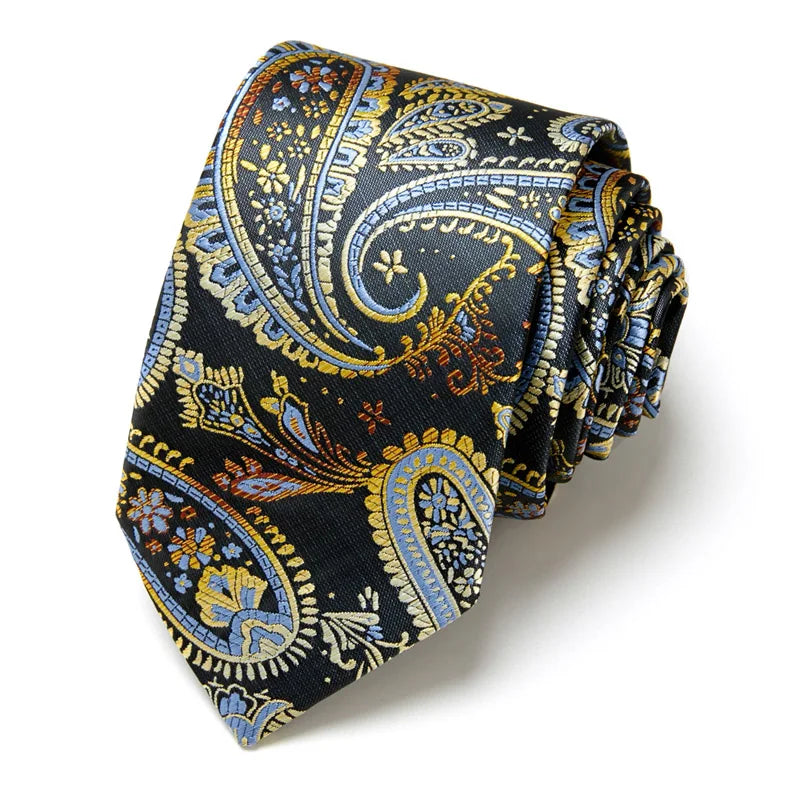 Brand Ties for Men Floral Cotton Wedding Black Tie 7cm Gravatas Corbatas Fashion Casual Printed Tie Necktie Cravate