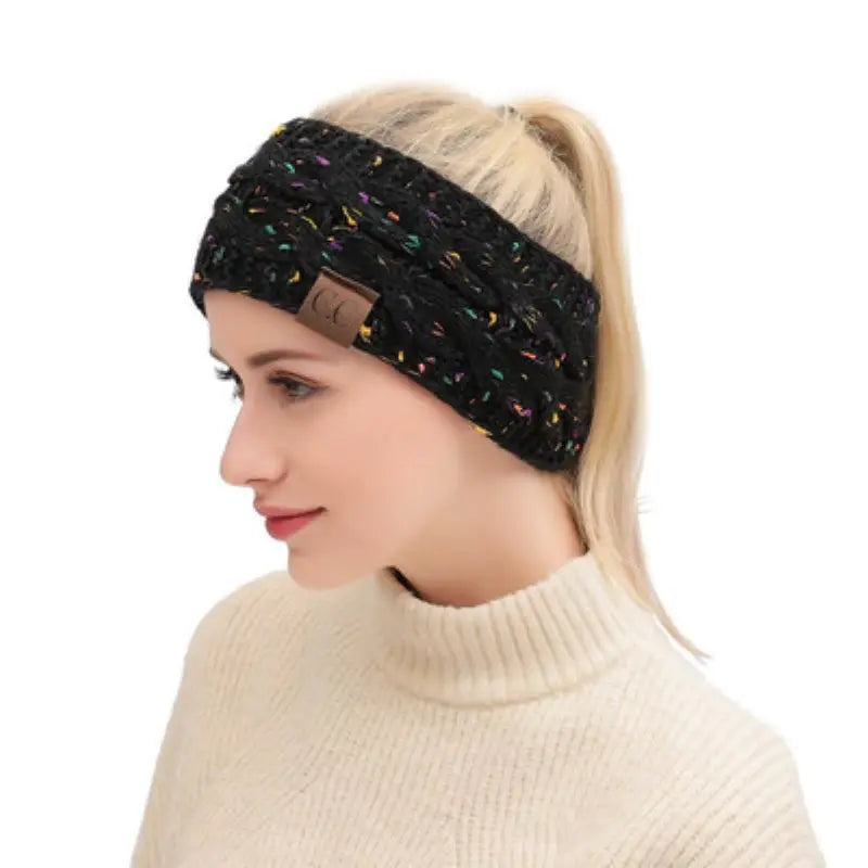 2024 Fashion Bohemia Winter Warm Knitted Headband Hair Accessories Women's CC Wool Wide Hairband Stretch Solid Hairband Headwear