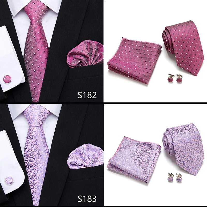 Newest style Green Tie For Men Holiday Present Tie Pocket Squares Set Necktie Striped Wedding Accessories Man