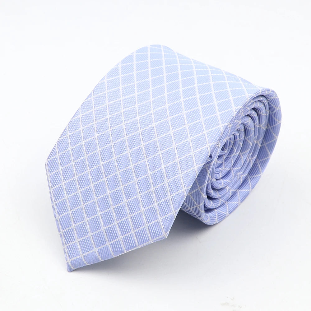Nouvelle cravate classique à rayures et pois pour homme, jacquard, 7 cm, en polyester, étroite, slim, pour mariage, marié, affaires, costume, chemise, cadeau