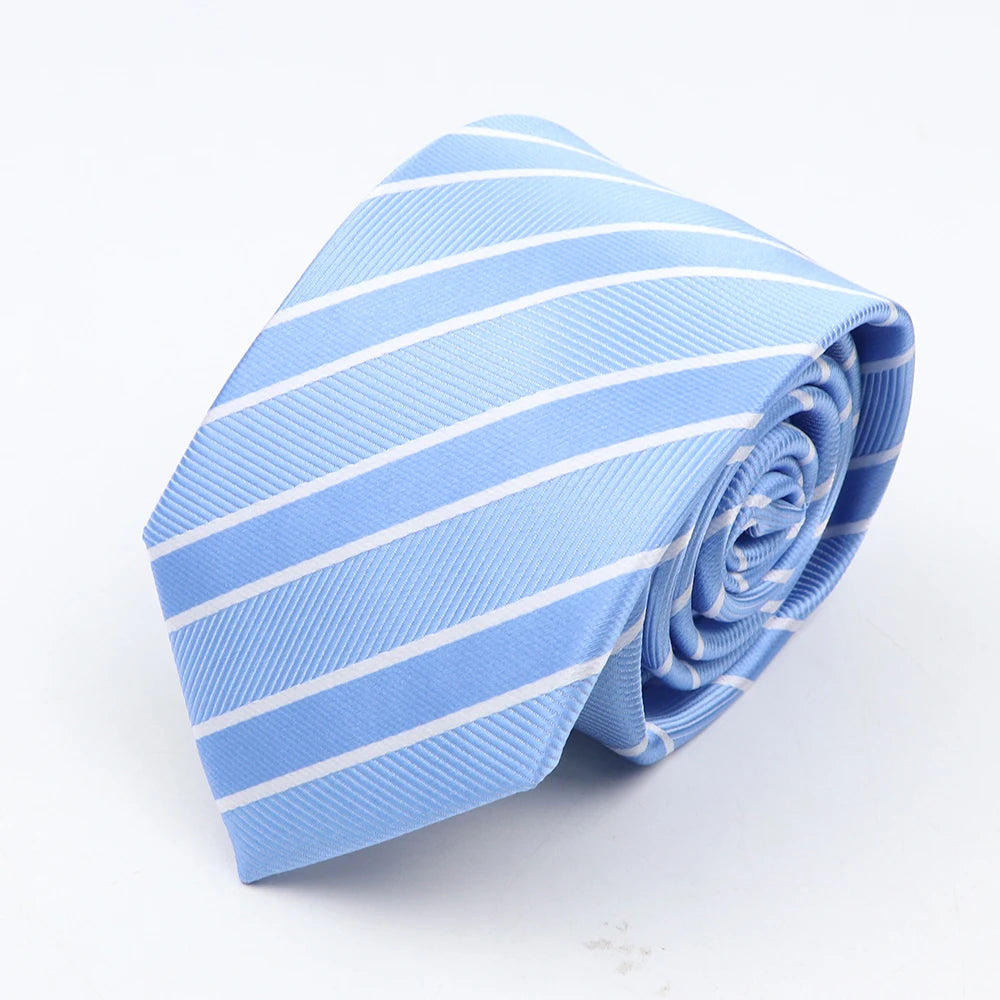 Nouvelle cravate classique à rayures et pois pour homme, jacquard, 7 cm, en polyester, étroite, slim, pour mariage, marié, affaires, costume, chemise, cadeau