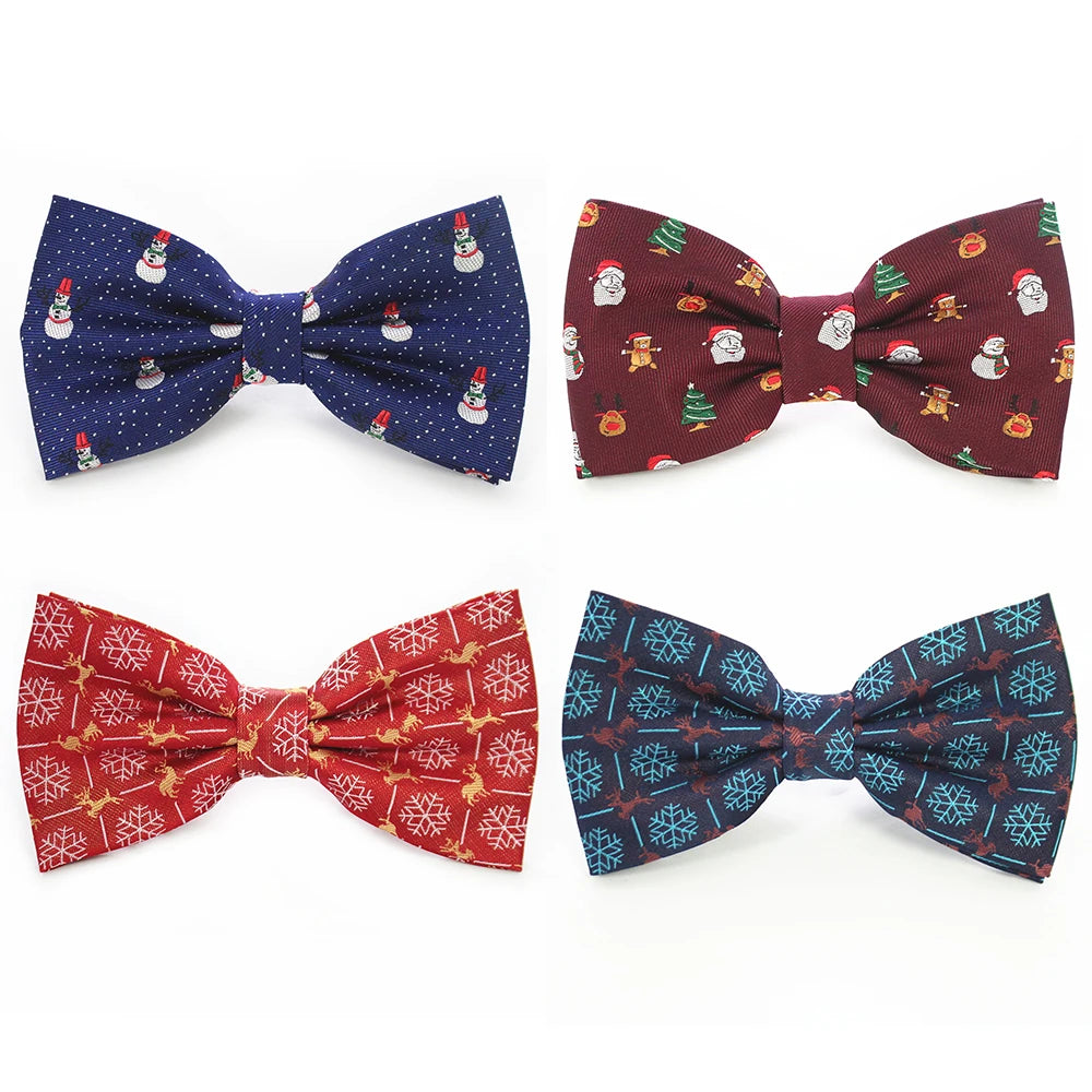 JEMYGINS Christmas Bow Ties for Mens Shirt Snowflake Christmas Tree Pattern Men Silk Bow Tie Christmas Party Gift