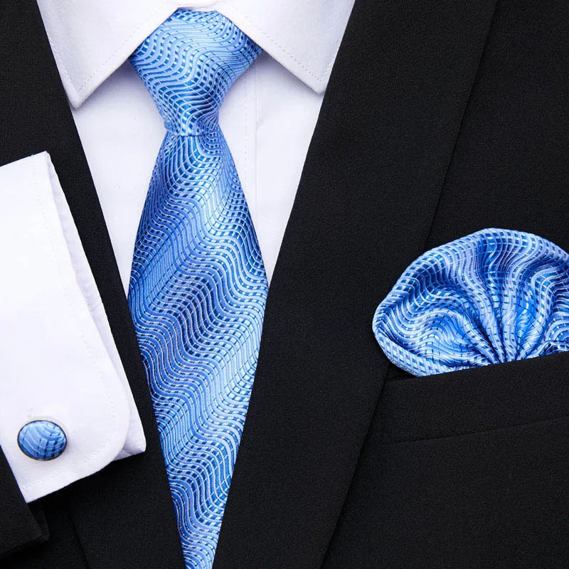 Newest style Green Tie For Men Holiday Present Tie Pocket Squares Set Necktie Striped Wedding Accessories Man