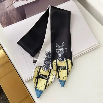 Foulard en soie imprimé animal pour femme, nouveau style décoratif, petit foulard en soie, pour les affaires en Europe et en Amérique