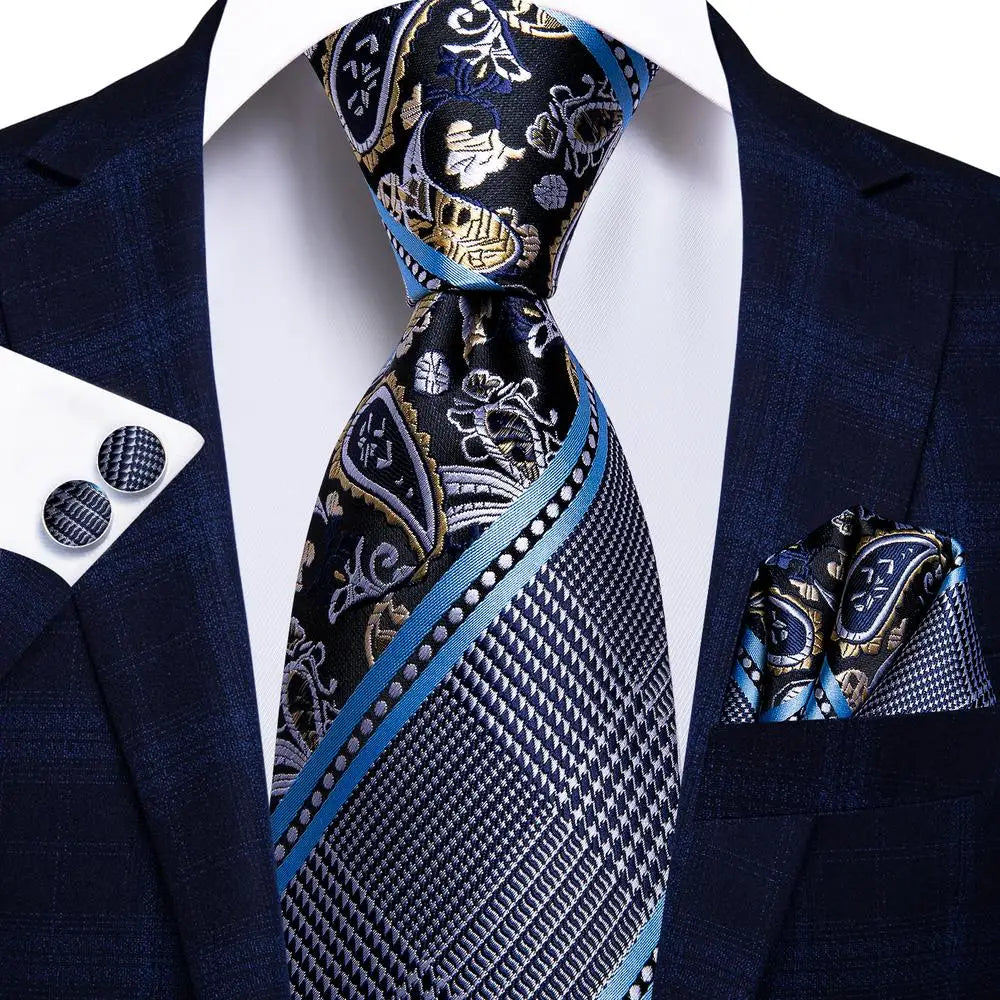 Cravate de mariage en soie à motif cachemire orange et argent pour homme, style créateur, avec boutons de manchette, style tendance, pour soirées d'affaires, livraison directe
